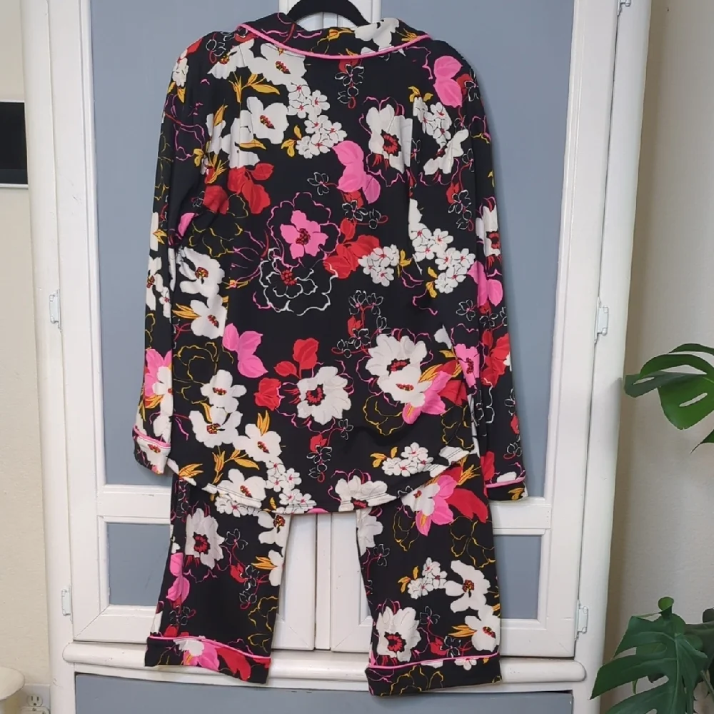 Floral Black & Pink Pajama Set - Women's Intimates Cottagecore Soft Girl Large - Picture 5 of 5